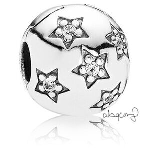 EUC Pandora 791058CZ Sterling Silver Twinkle Twinkle Star Clip w/ Clear CZs